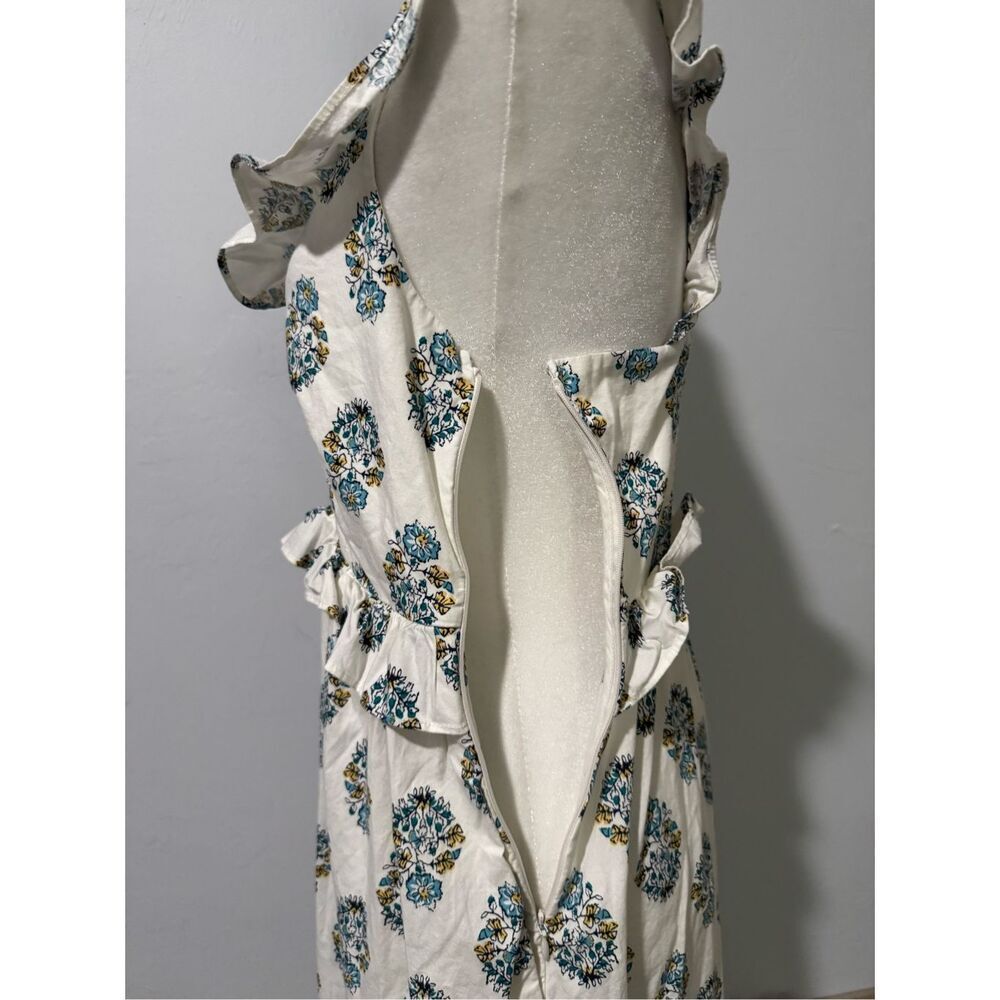 J. Crew Factory Cream Midi Dress with Blue Floral Print - Picture 5 of 14